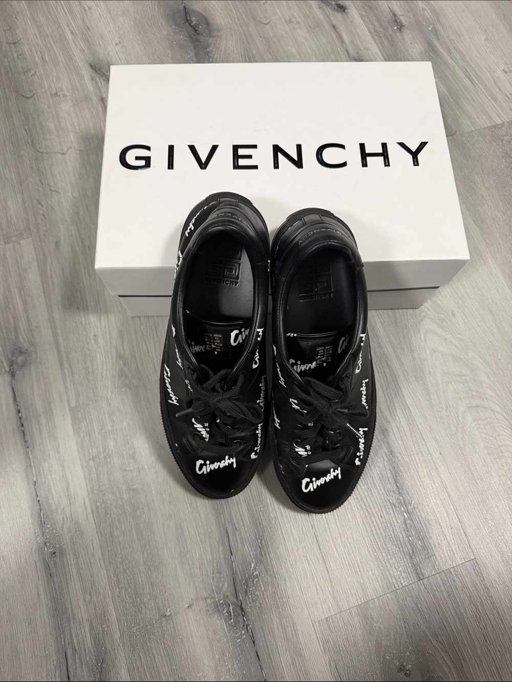 Givenchy Black Sneakers with White Script Logo